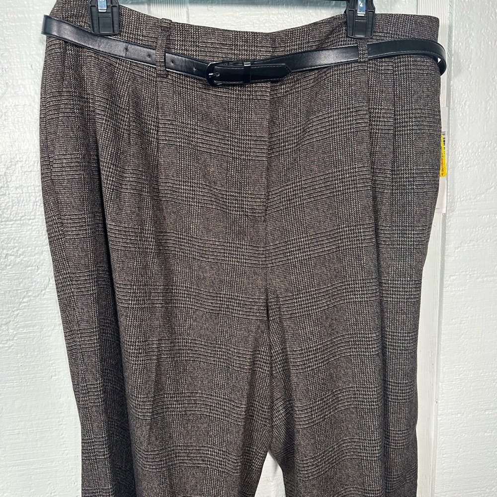 Calvin Klein Women's Brown Herringbone Belted Pants Size 12 N… - Picture 6 of 11